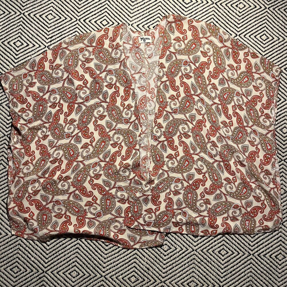 Show Me Your MuMu Kimono Paisley Oversized Boho Red Orange Cream Festival Summr